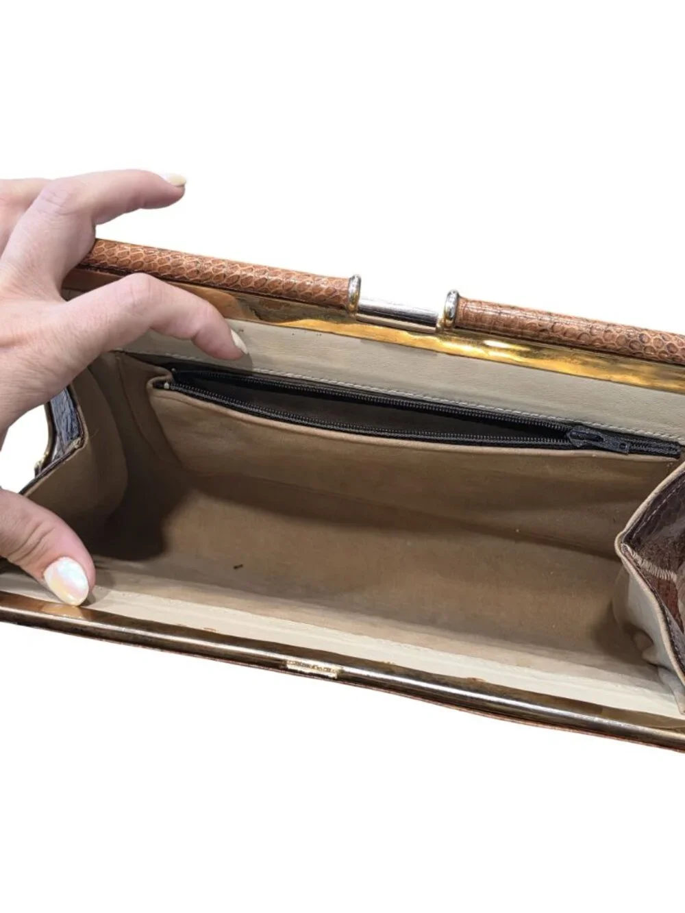 Vintage king cobra Snake skin Evening Bag With Gold Chain Strap Timeless Elegant